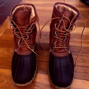 Women's LL Bean Boots 8", Shearling-lined, Size 10